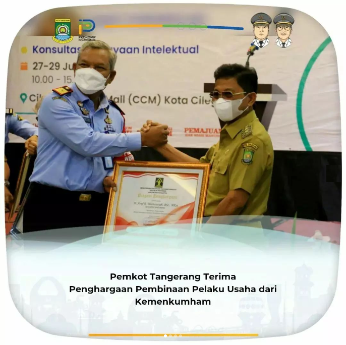 Pemerintah Kota Tangerang menerima apresiasi Piagam Penghargaan Pembinaan Pelaku Usaha